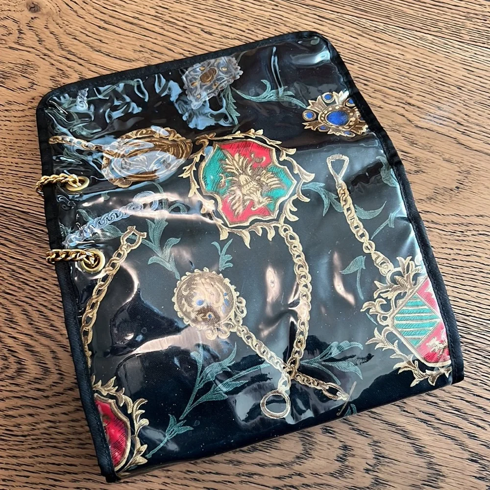 Medallion Chain print folding cosmetic jewelry travel bag